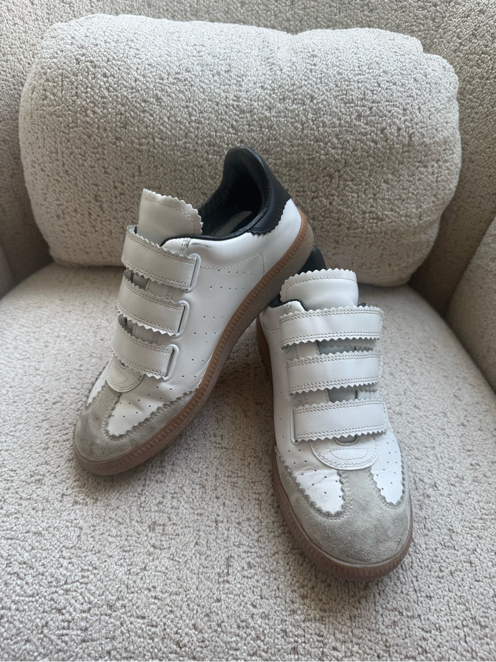 Isabel Marant White, Gray & Black Velcro-Front Sneakers - Picture 2 of 5